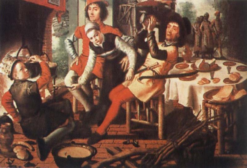 Pieter Aertsen Peasants by the Hearth oil painting image